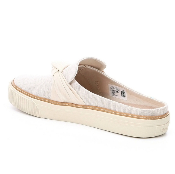 TOMS Sunrise Canvas Slip On Bow Flats Loafer Mules In Beige/ivory. Size 6 - Picture 2 of 15